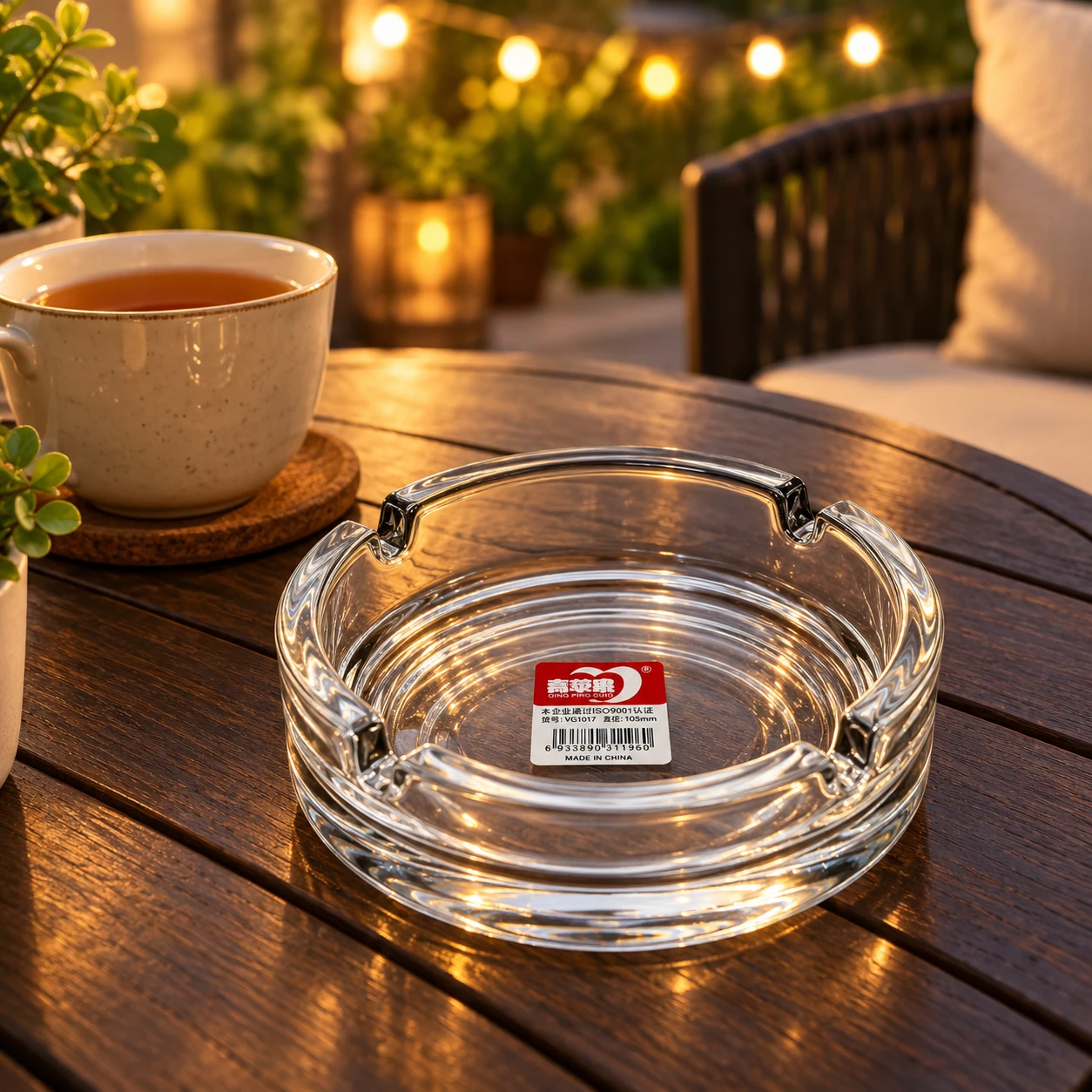 Crystal Clear Round Glass Ashtray - view 3